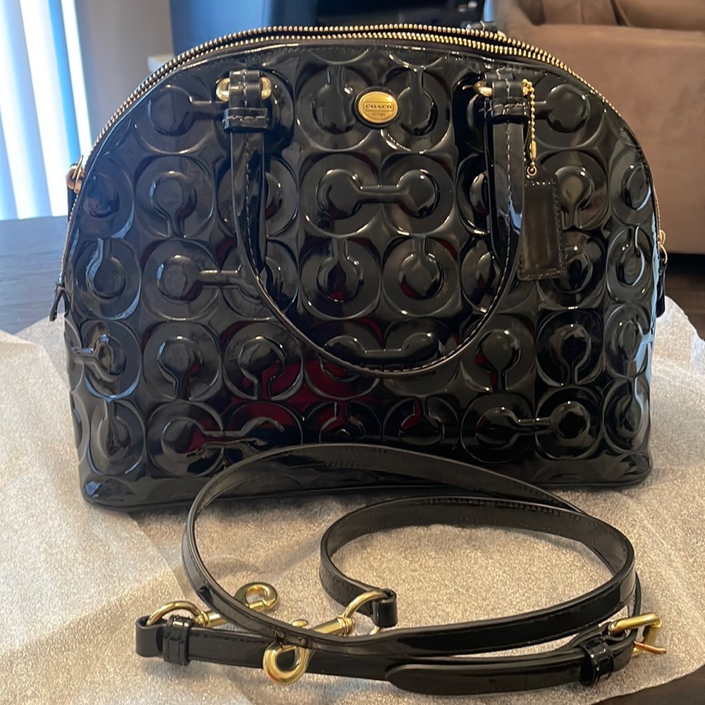 Coach Peyton Embossed Patent Cora Domed Satchel